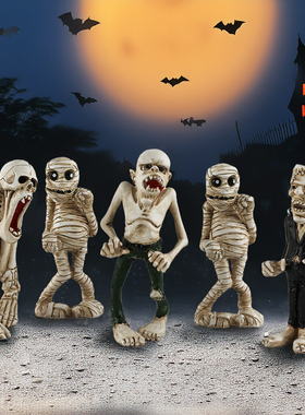 跨境新品木乃伊万圣节摆件食尸鬼恐怖创意氛围鬼节树脂室内装饰品