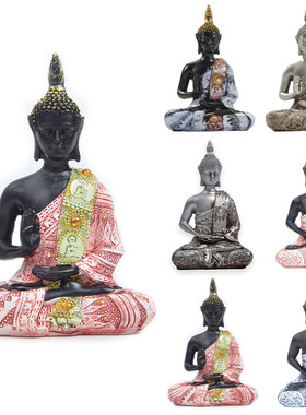 跨境东南亚红色仿古佛像树脂工艺品创意礼品家居装饰摆件花园庭院