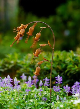 跨境热卖生锈兰铃花仿真金属植物铁艺户外花园草地不屈的意志坚强