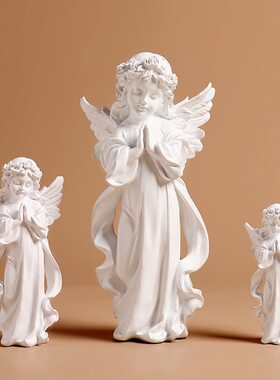 手工天使爱丽丝小女孩雕像可爱北欧时尚树脂工艺品桌面家居摆件