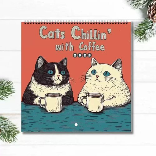 2026 Cats Chillin with Coffee 2026 猫咪咖啡放松日历桌面摆历
