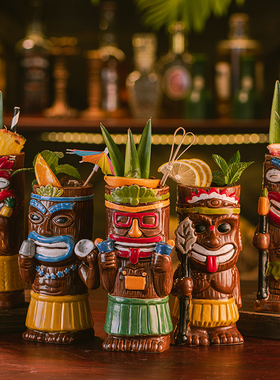 夏威夷提基杯tiki mug创意鸡尾酒杯陶瓷杯酒吧酒杯 特调杯子 摆件