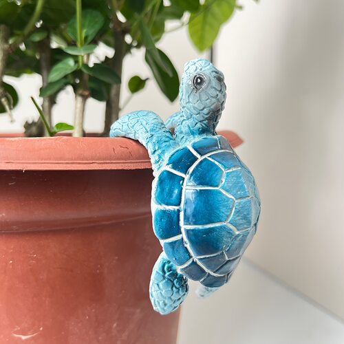 1pc海洋动物海龟树脂雕塑装饰品花园庭院花盆悬挂装饰树脂工艺品