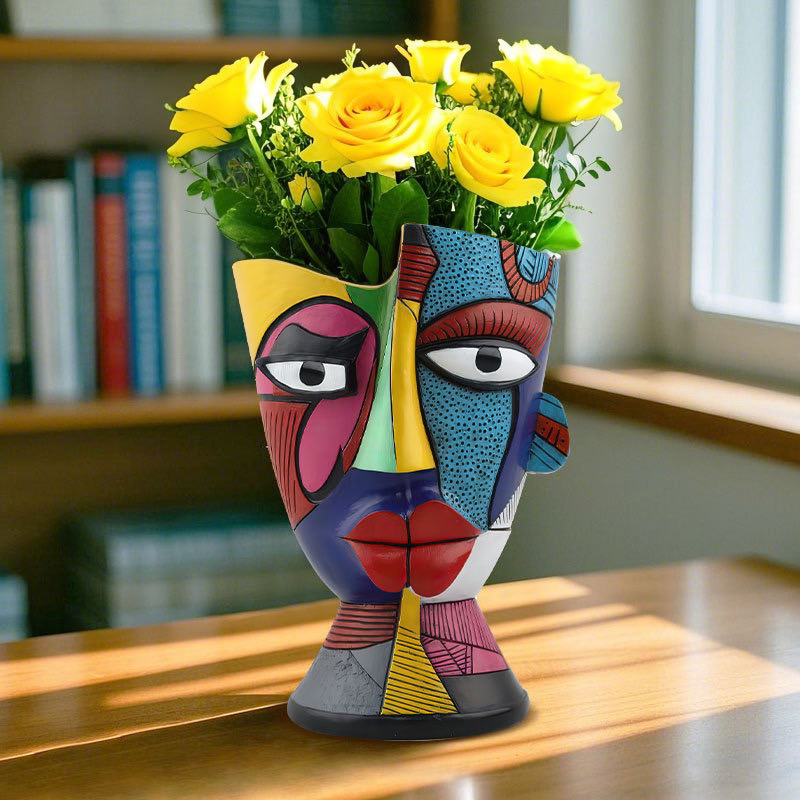 出海热销彩色迷魅脸抽象花盆创意人脸面孔家居居桌面种植花盆摆件