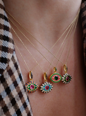 钛钢彩色生活恶魔之眼吊坠项链邪眼眼球项链个性ins千禧风项链