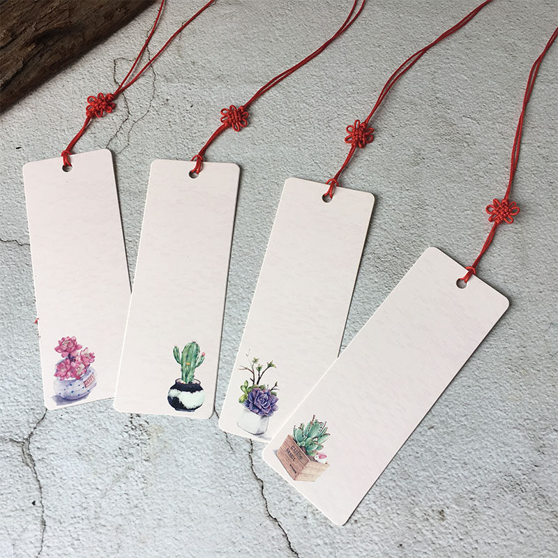水彩多肉植物空白书签diy自制手绘卡纸质创意卡片手工diy材料包