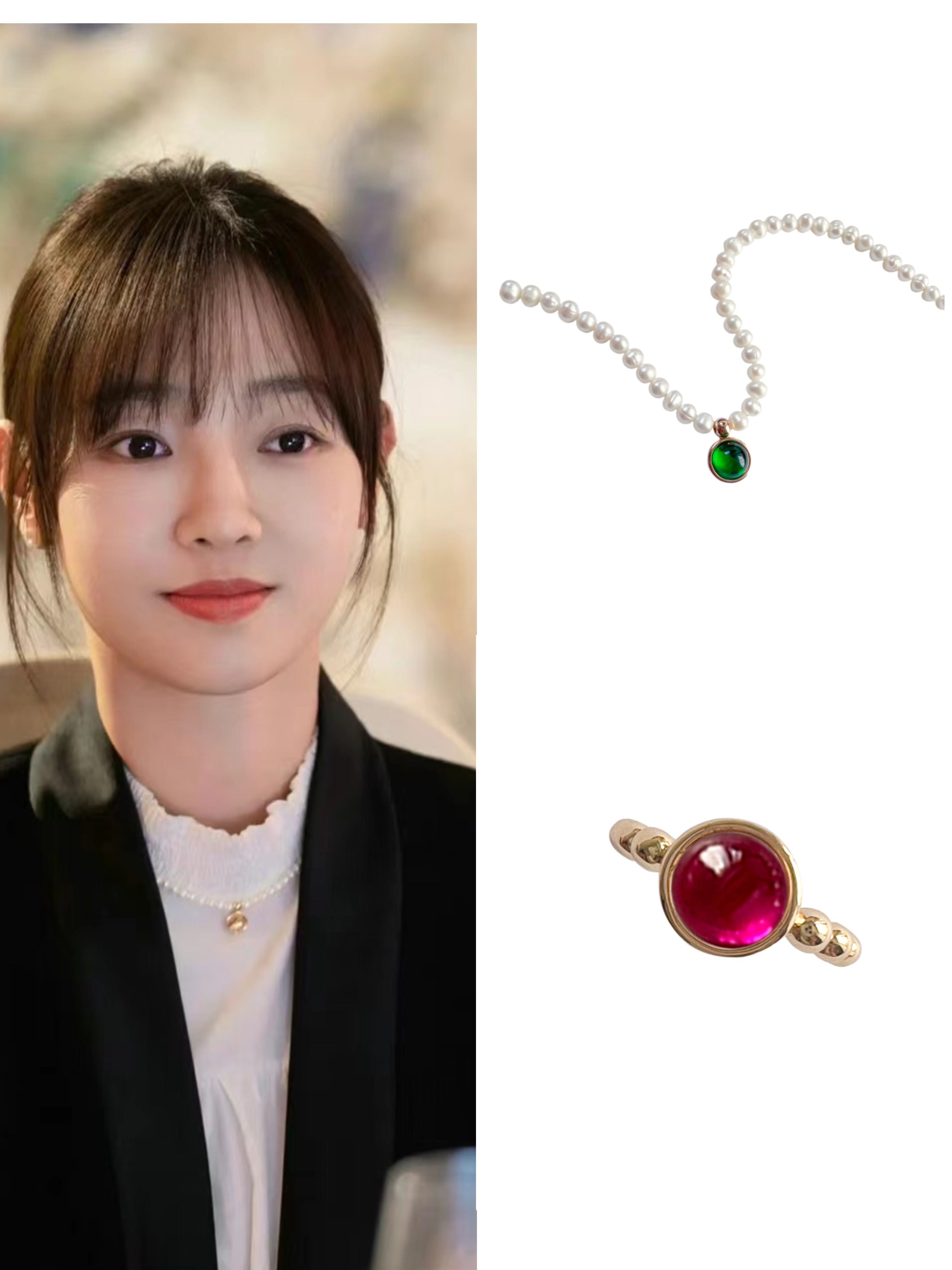 LHWINDSOR WINDSOR 보석 탄생석 목걸이 펜던트 반지 흰색 BAIHE 진주 같은 스타일의 보석