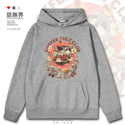 热咖啡卡通插画歌唱乐团连帽卫衣