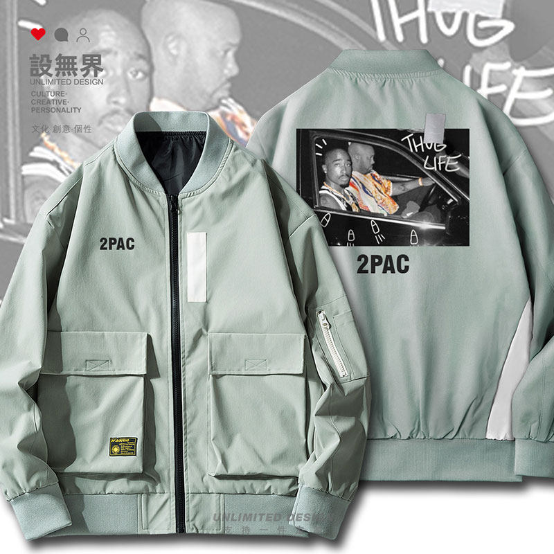 黑人匪帮饶舌说唱歌手历史事件照片涂鸦潮夹克男女秋设 无界