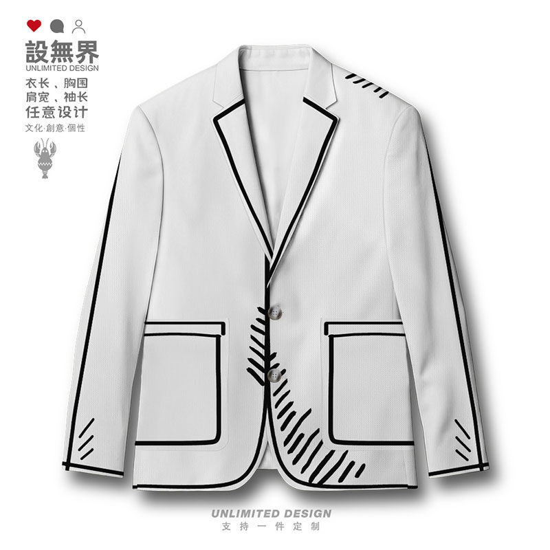 漫画涂鸦造型动漫感手绘线条设计西装外套男女西服潮0018设 无界