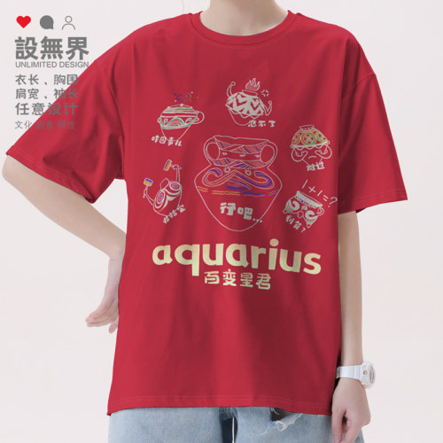 水瓶座百变星君AQUARIUS中国T恤