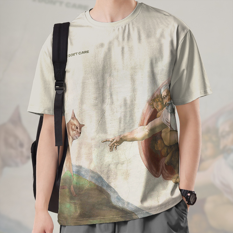 猫咪橘猫恶搞创造亚当名速干T恤