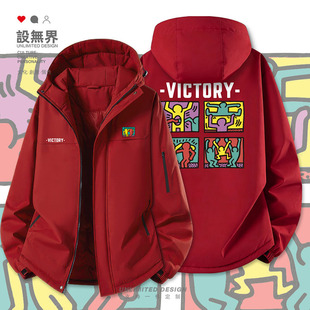 基思哈林波普艺术胜利手绘涂鸦创意街头加厚棉服男女外套设 无界