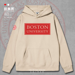 波士顿大学美国名校学生毕业连帽卫衣男女服装潮牌潮帽衫设 无界