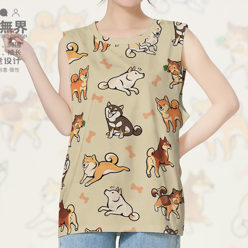 柴犬哈士奇小白大黄狗狗联盟大码速干背心男装女装夏0018设 无界