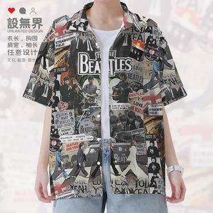 The Beatles披头士乐队甲壳虫组合摇滚短袖衬衫男女装0017设 无界