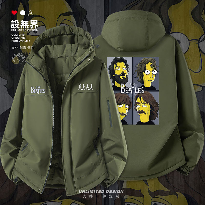 卡通人物恶搞披头士乐队四宫格头像加厚棉服男女外套0015设 无界