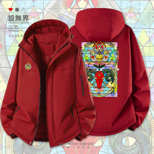 共济会哥特风玻璃色插画欧美潮羊头骷髅头加厚棉服男女潮设 无界