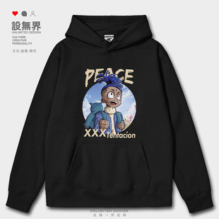 XXXtentacion欧美歌手嘻哈日系卡通头像连帽卫衣男女宽松设 无界
