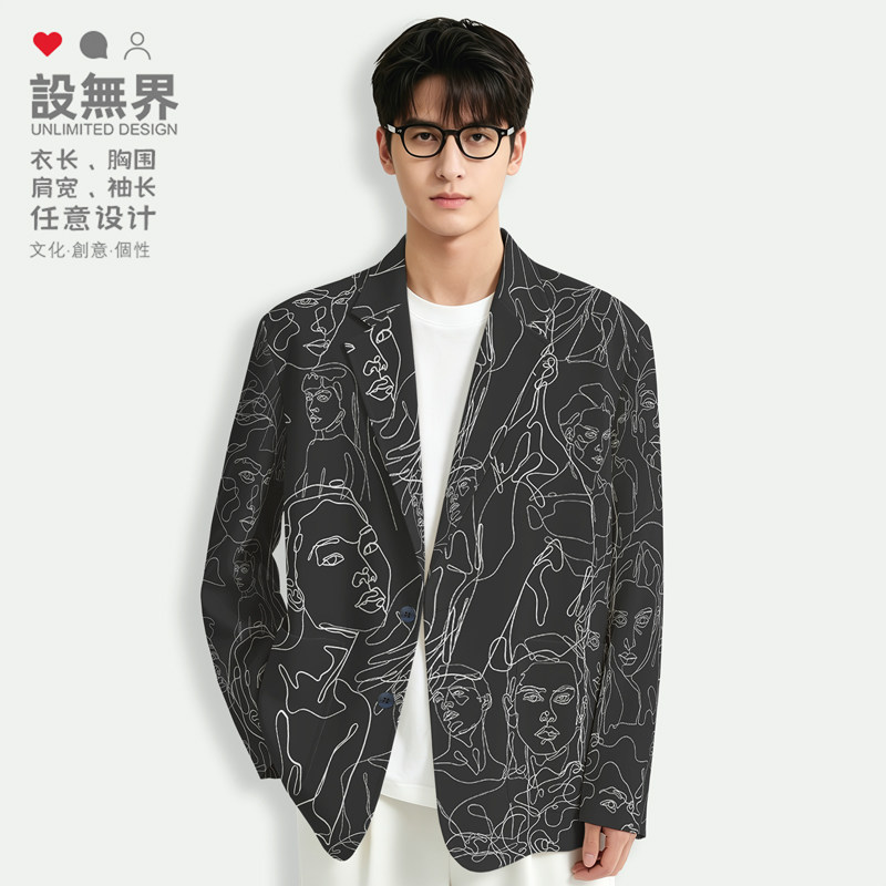 线描艺术线条人物手绘潮牌小众设计西装外套男女西服0018设 无界