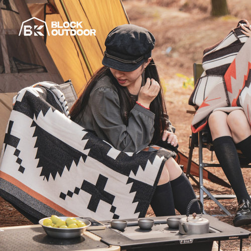 【明星同款】悦野户外披肩BK旅行露营保温毯加厚可穿羊毛毯野营毯