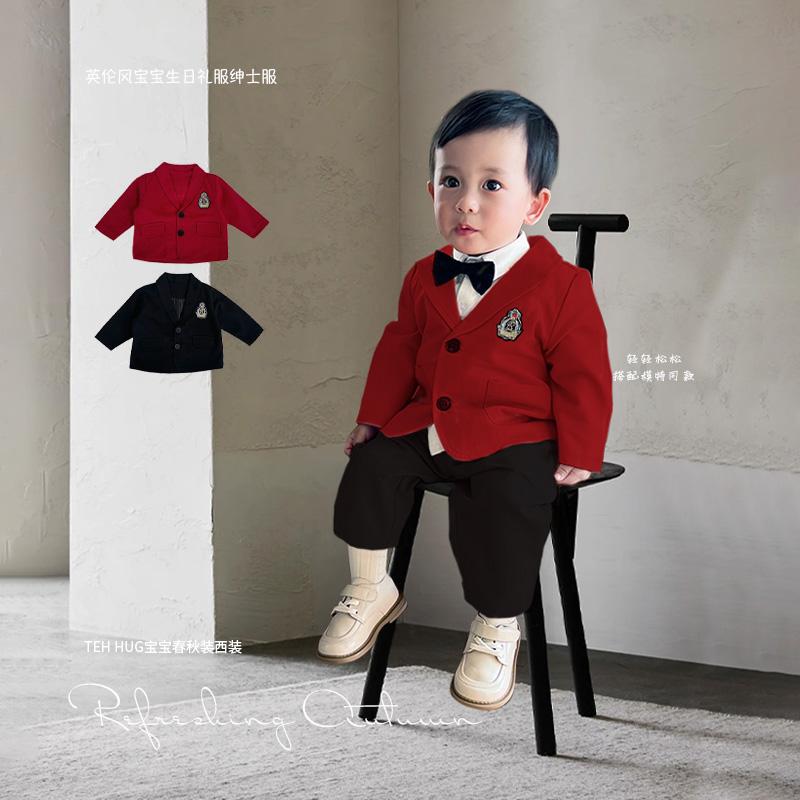 婴童周岁礼服纯棉英伦风西装外套