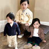 小童毛衣针织外套宝宝休闲韩版 纯色上衣麻花外套宝宝潮 提花开衫