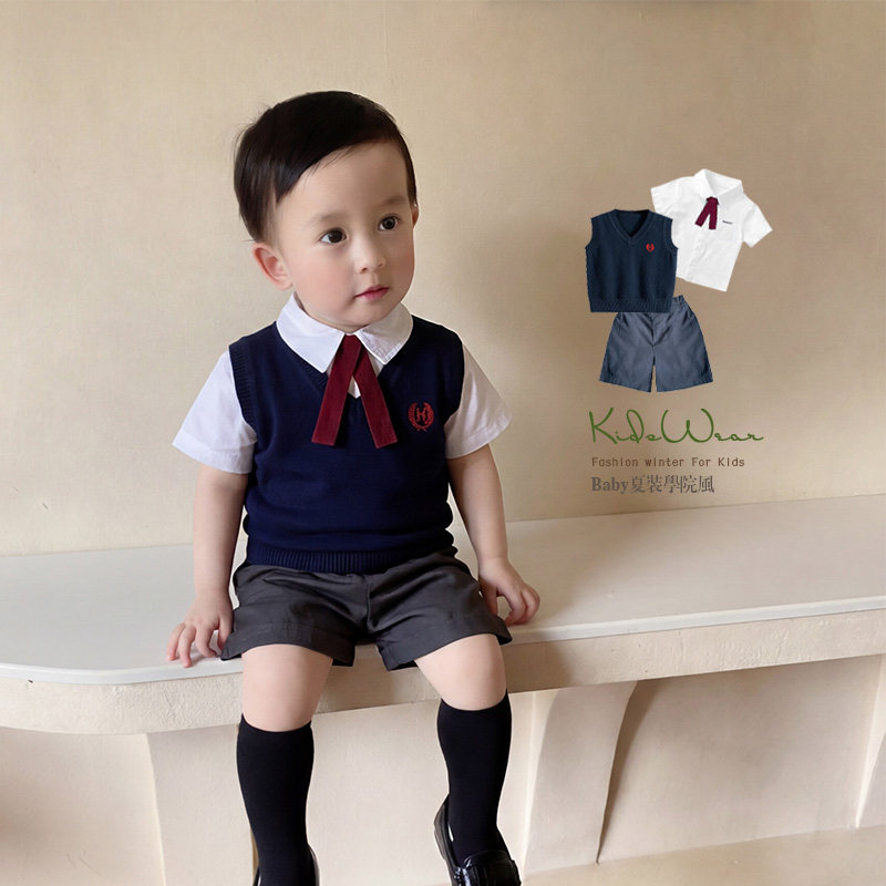 儿童周岁礼服男宝宝生日礼服正装绅士服韩系学院风套装抓周套装潮