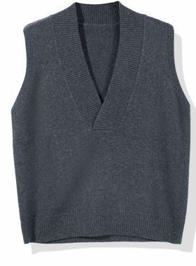 简约休闲百搭V领26支针织女背心女款马甲-YGAW213