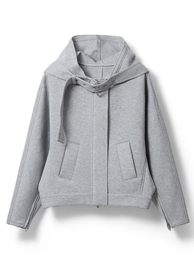 2025秋冬款连帽正肩短款空气层混纺绑带毛呢卫衣-YGAW077