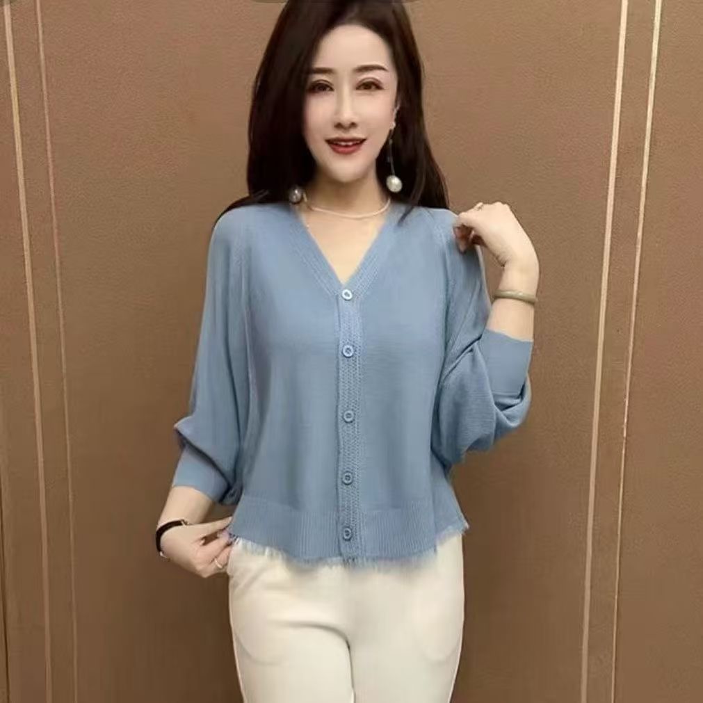大码女装新款胖人针织开衫显瘦百搭蝙蝠衫高档宽松遮肚子防晒上衣