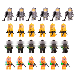 国产抽抽乐积木小人仔高核工作者生化危机丧尸辐射防化服国产益智