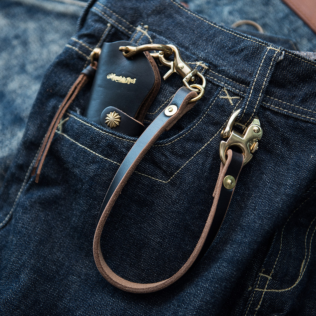 山岩 Vintage美式复古机车财布链 裤链 美国霍尔文皮革 黄铜五金