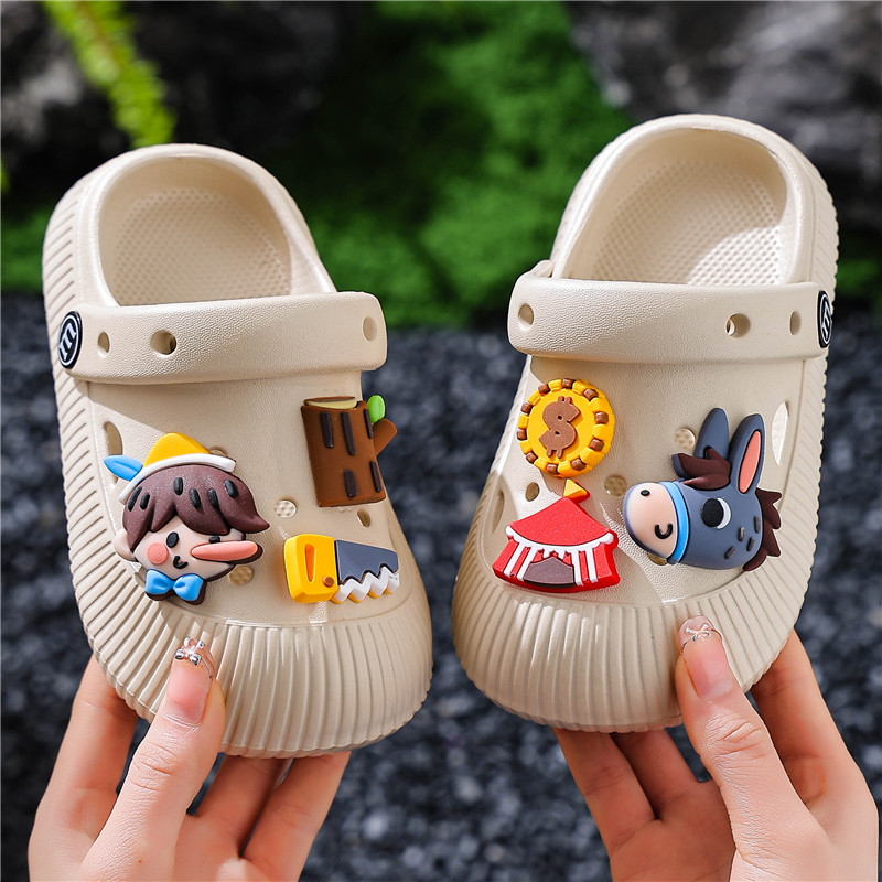 儿童卡通洞洞鞋夏季中大童男童软底防滑小男孩外穿包头宝宝凉拖鞋