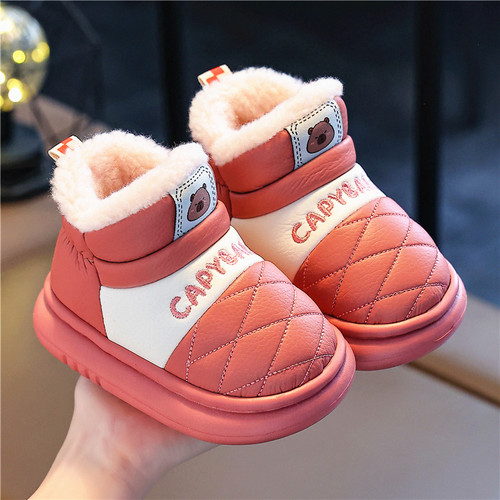 儿童冬季防水宝宝加绒棉拖鞋