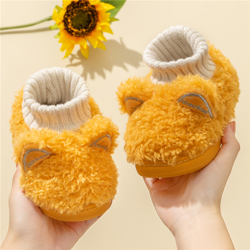包跟毛绒可爱婴幼儿秋冬棉拖鞋