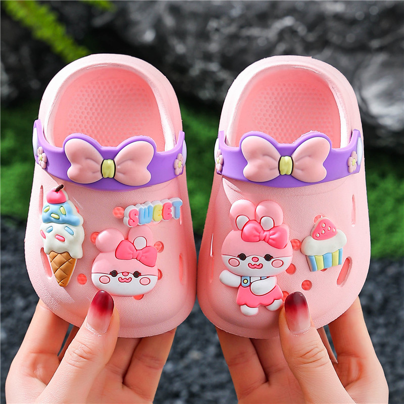 儿童卡通凉拖鞋夏季中小童可爱宝宝浴室洗澡包头小孩男女童洞洞鞋