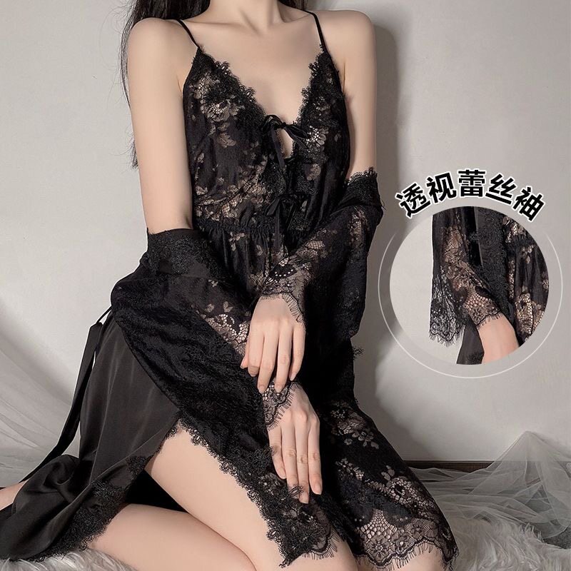 新款性感纯欲蕾丝透视睡衣套装