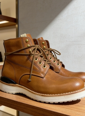 Visvimlaoliu25ss手工鞋王真皮工装靴固特异潮鞋