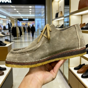 意大利外翻工艺复古翻毛皮男士休闲沙漠短靴鞋 牛皮系带男鞋秋款