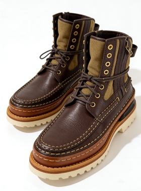 Visvimlaoliu25ss全手工欧复古工装靴3340深棕色