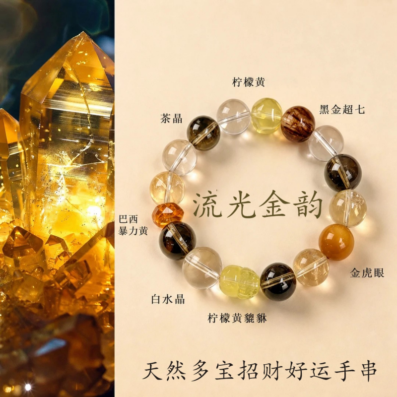 水晶手串天然多宝招财新款手链