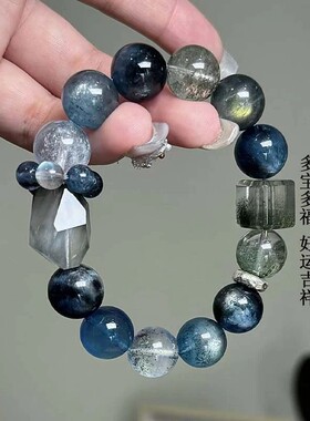 海蓝宝白水晶手串高品质女手链