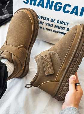 雪地靴加厚时尚休闲面包鞋反绒面秋冬加绒保暖中帮棉鞋工装鞋大码