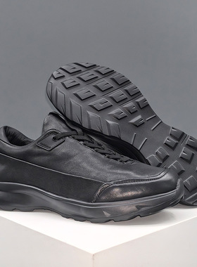 男鞋2024秋季新款头层牛皮潮流百搭板鞋休闲真皮厚底运动皮鞋