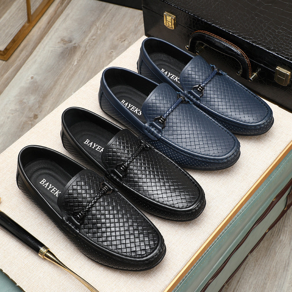 镂空透气豆豆鞋2025夏季编织压纹舒适真皮套脚男士休闲鞋厂家,流行男鞋,乐福鞋（豆豆鞋）,淘宝优惠券,粉丝福利购,淘宝优惠卷