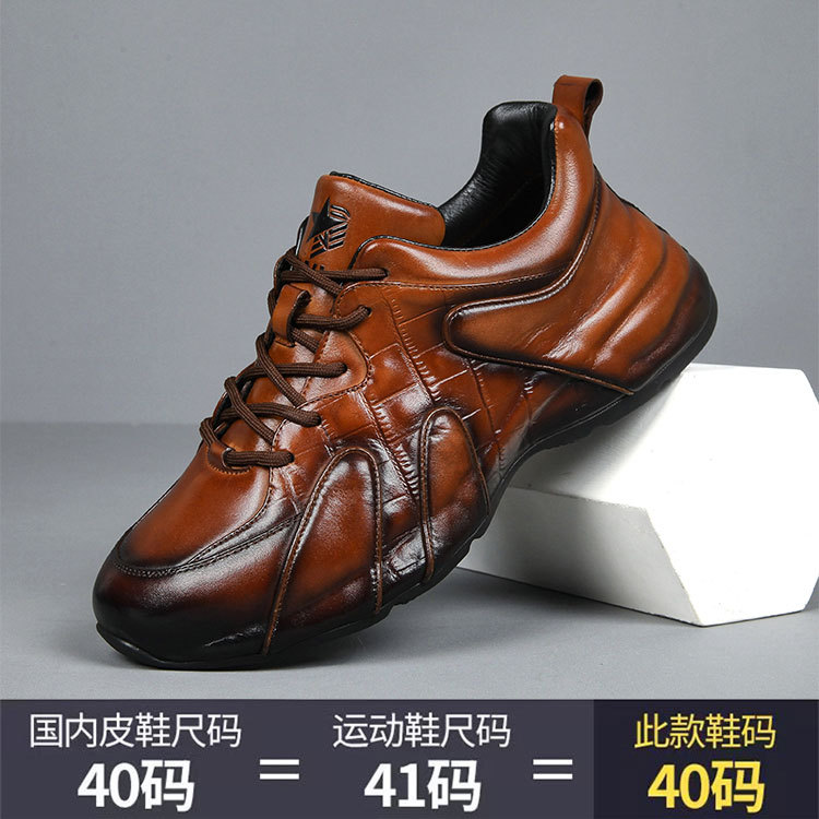 欧洲站轻奢潮牌网红爆款头层牛皮男鞋复古时尚潮流百搭休闲包