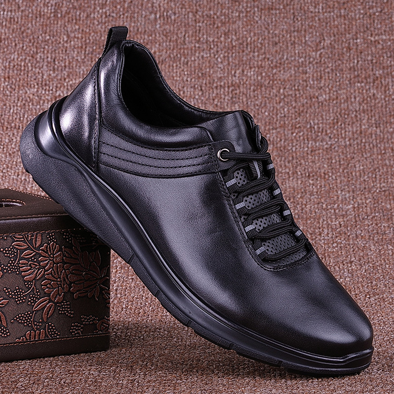 外贸皮鞋男鞋夏季新品软底跑步运动鞋真皮头层牛皮系带休闲旅游鞋