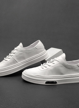 男士真皮板鞋男款潮鞋百搭欧洲站潮鞋头层牛皮软底男生高端平板鞋