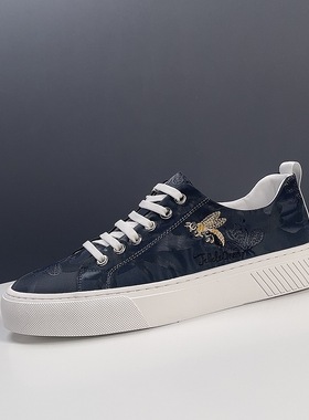 男生刺秀小蜜蜂布鞋夏季透气休闲板鞋一脚蹬懒人男士鞋子潮牌男鞋